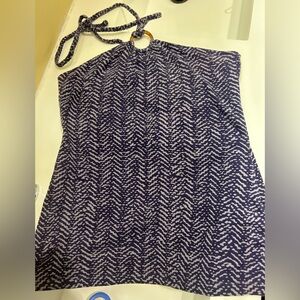 Banana Republic Purple and White Patterned Halter Top